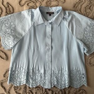 J. Crew Sky Blue Eyelet Button-Up Shirt
